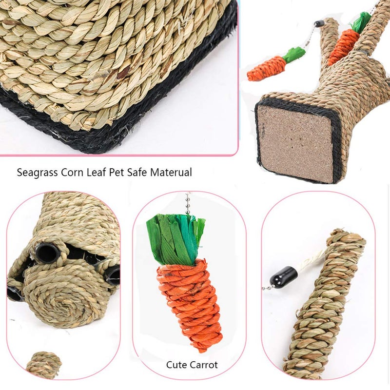 Hamiledyi Pet Rabbit Toy Tree Bunny Fun Chew Toy Rattan Grass Scratcher Climbing Tree Play Carrot Toy for Small Animal - Image 4